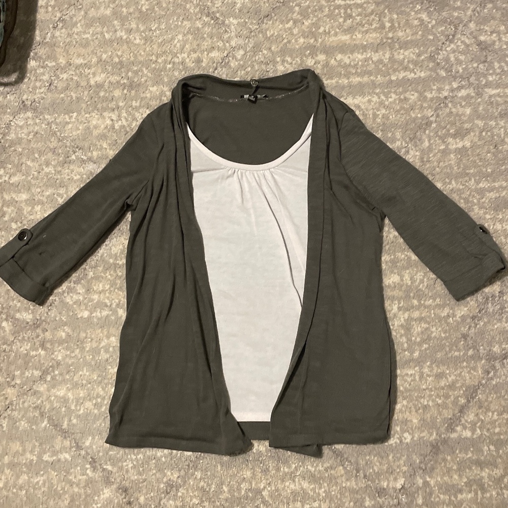 One Piece Shirt with makeshift cardigan
